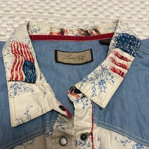 Legacy Falls Snap Sleeveless American Flag Rodeo Cowboy Top - Picture 5 of 14